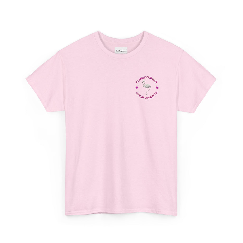 Flamingo Beach Tee – 'Ready to Rock the Beach' Tropical Palm Graphic