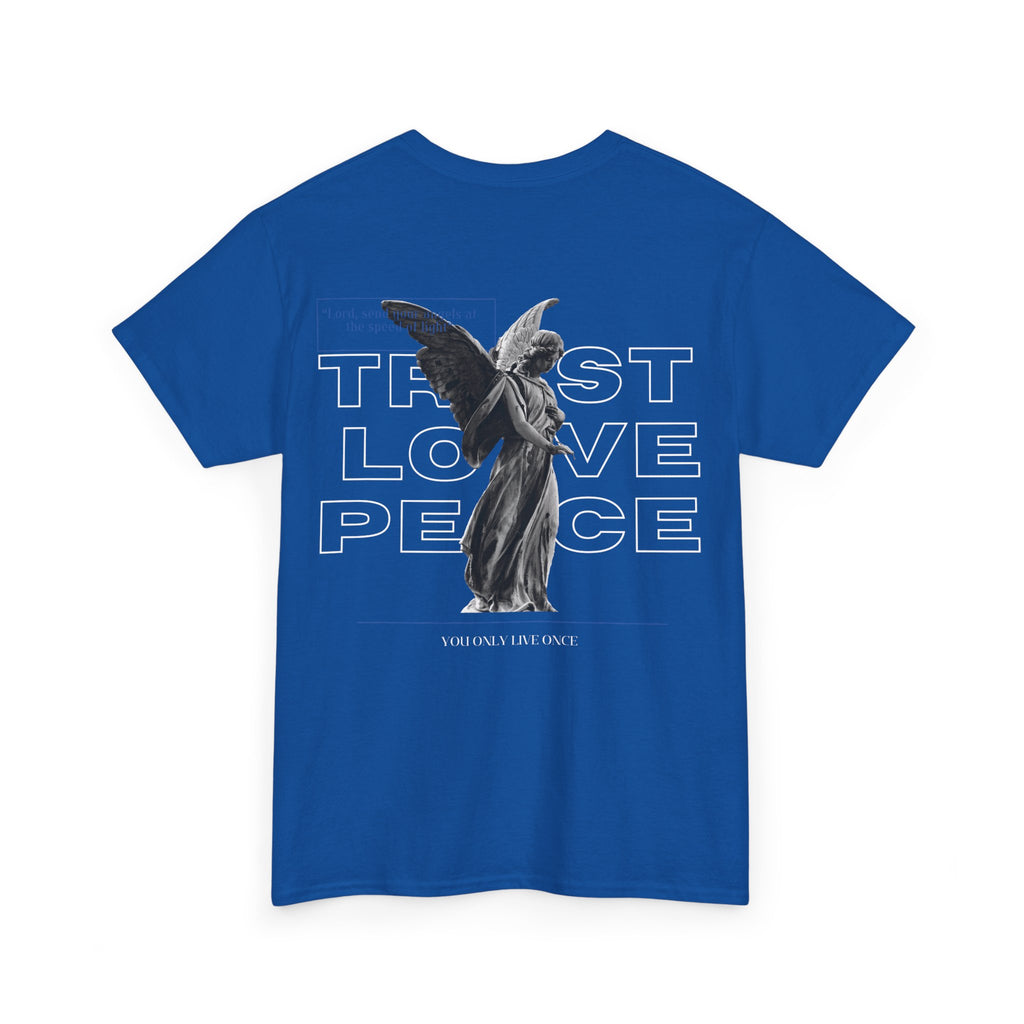 T-Shirt — 'Trust Love Peace' Angel Graphic Tee