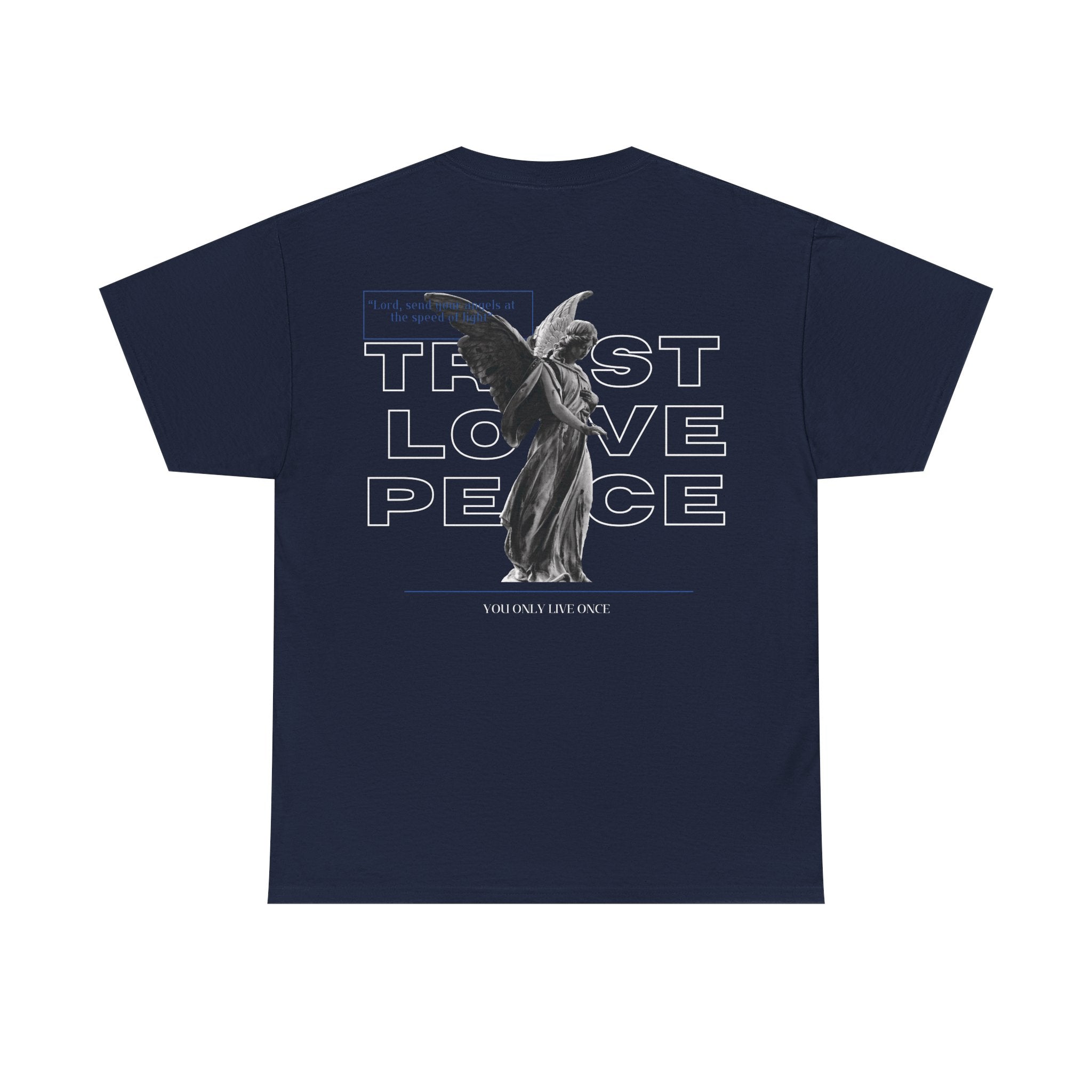 T-Shirt — 'Trust Love Peace' Angel Graphic Tee