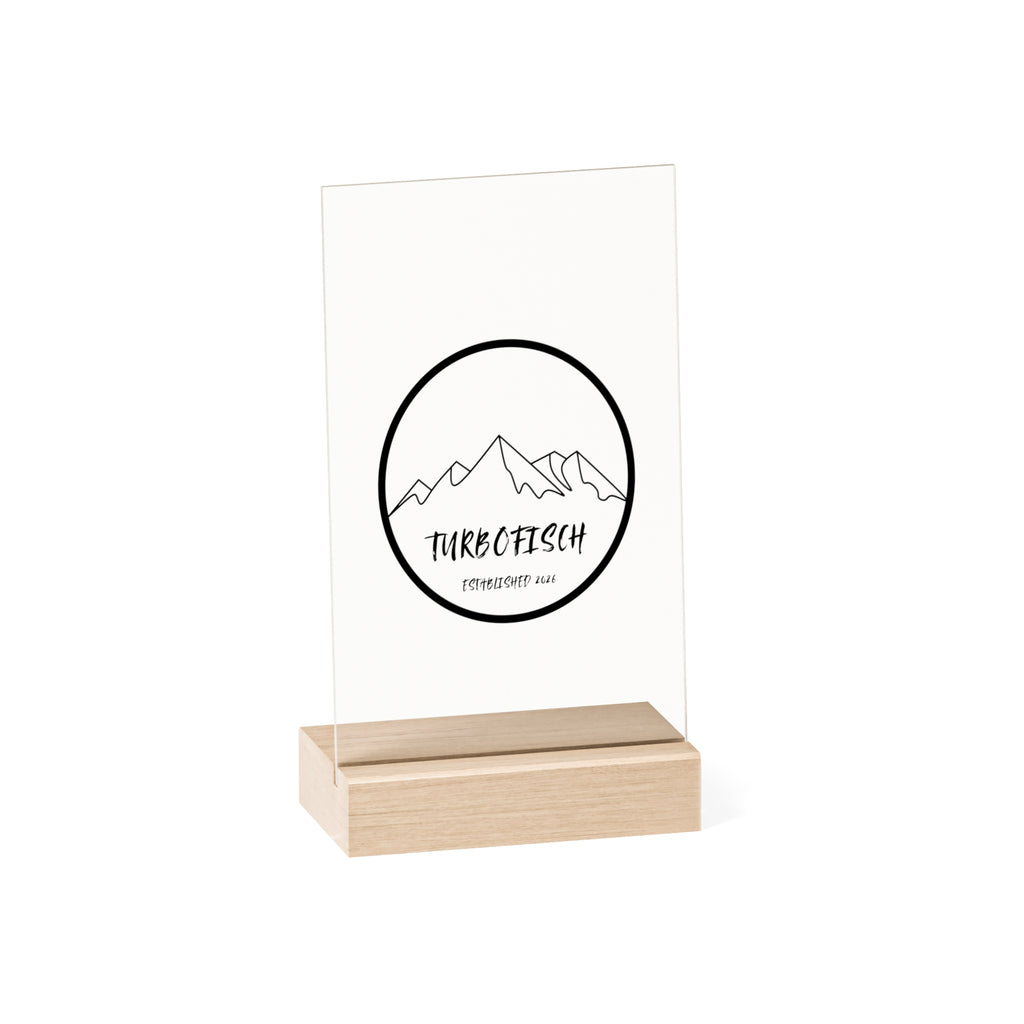 Acrylic Sign with Wooden Stand