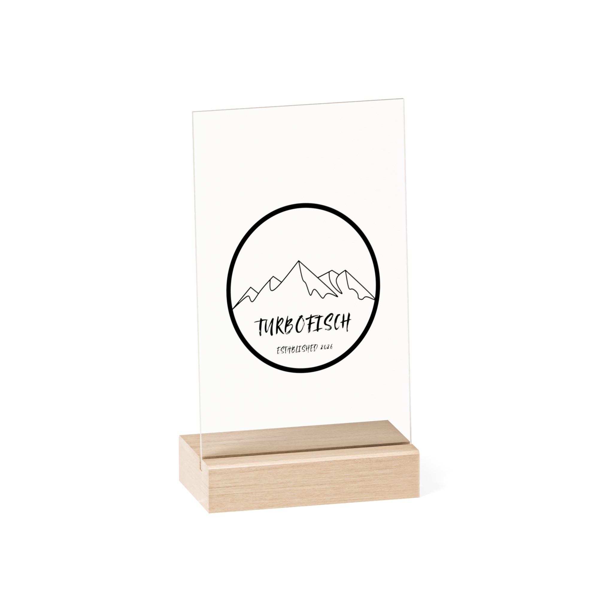 Acrylic Sign with Wooden Stand