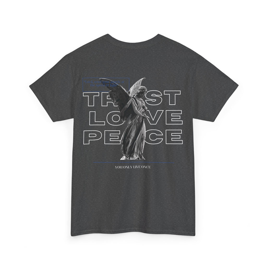 T-Shirt — 'Trust Love Peace' Angel Graphic Tee