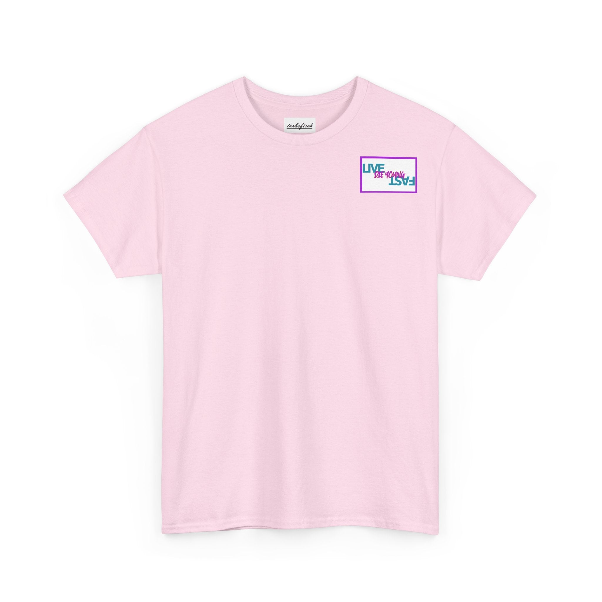 T-Shirt — Retro Wheel Photo "Live Fast, Die Young" Graphic Tee