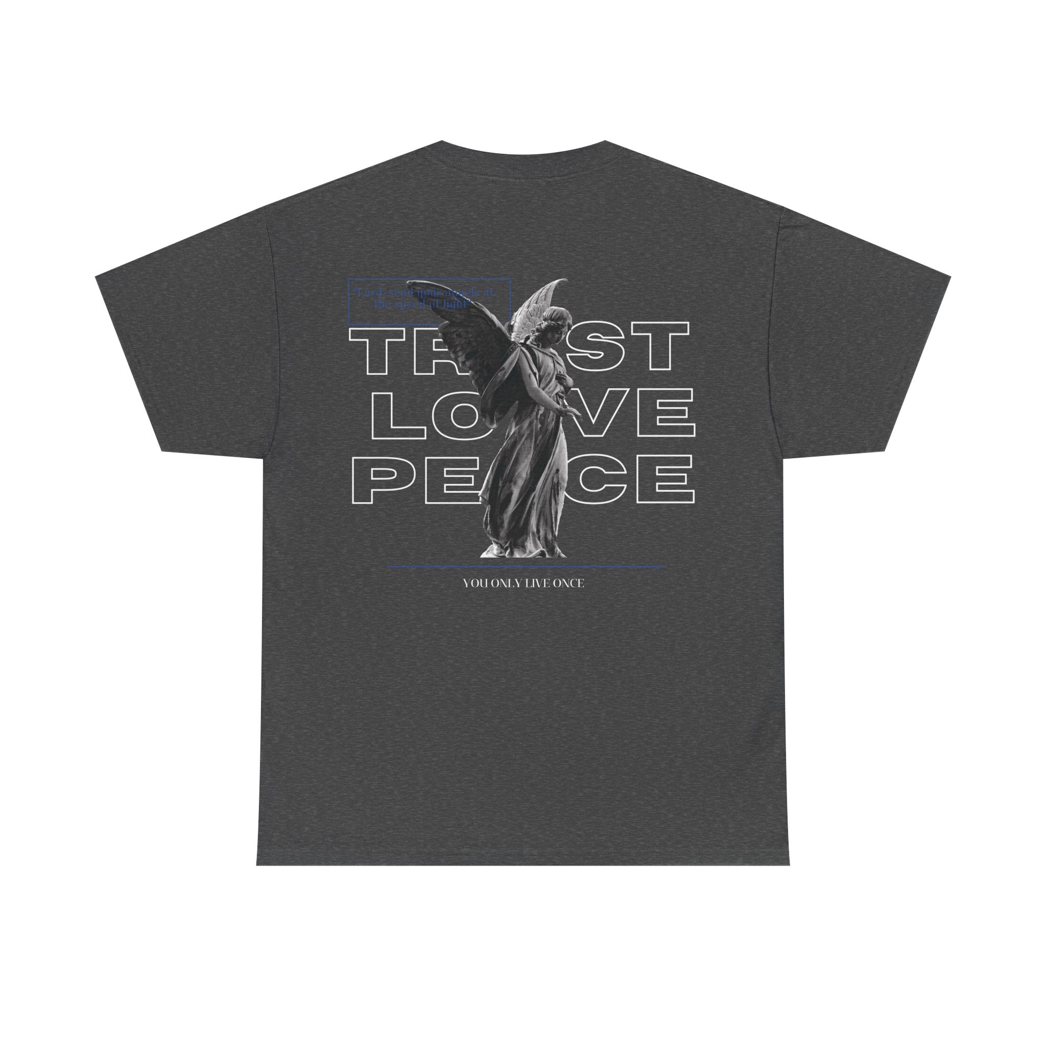 T-Shirt — 'Trust Love Peace' Angel Graphic Tee