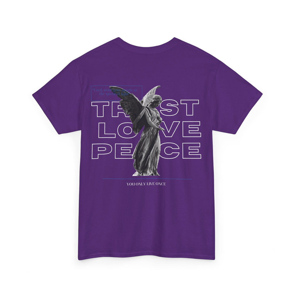 T-Shirt — 'Trust Love Peace' Angel Graphic Tee
