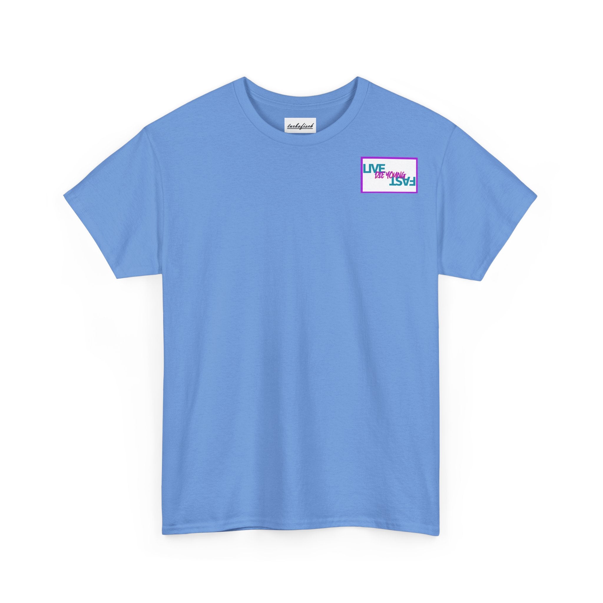T-Shirt — Retro Wheel Photo "Live Fast, Die Young" Graphic Tee