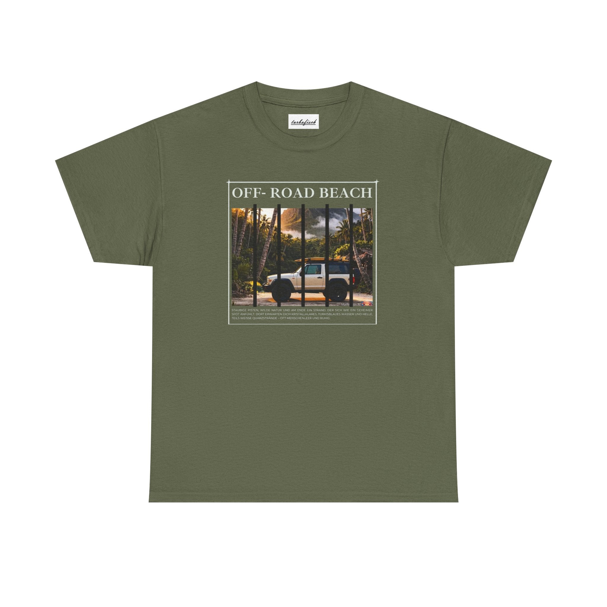 Off- Road Beach Tee — Vintage- Pickup- Sunset- Beach- T-Shirt