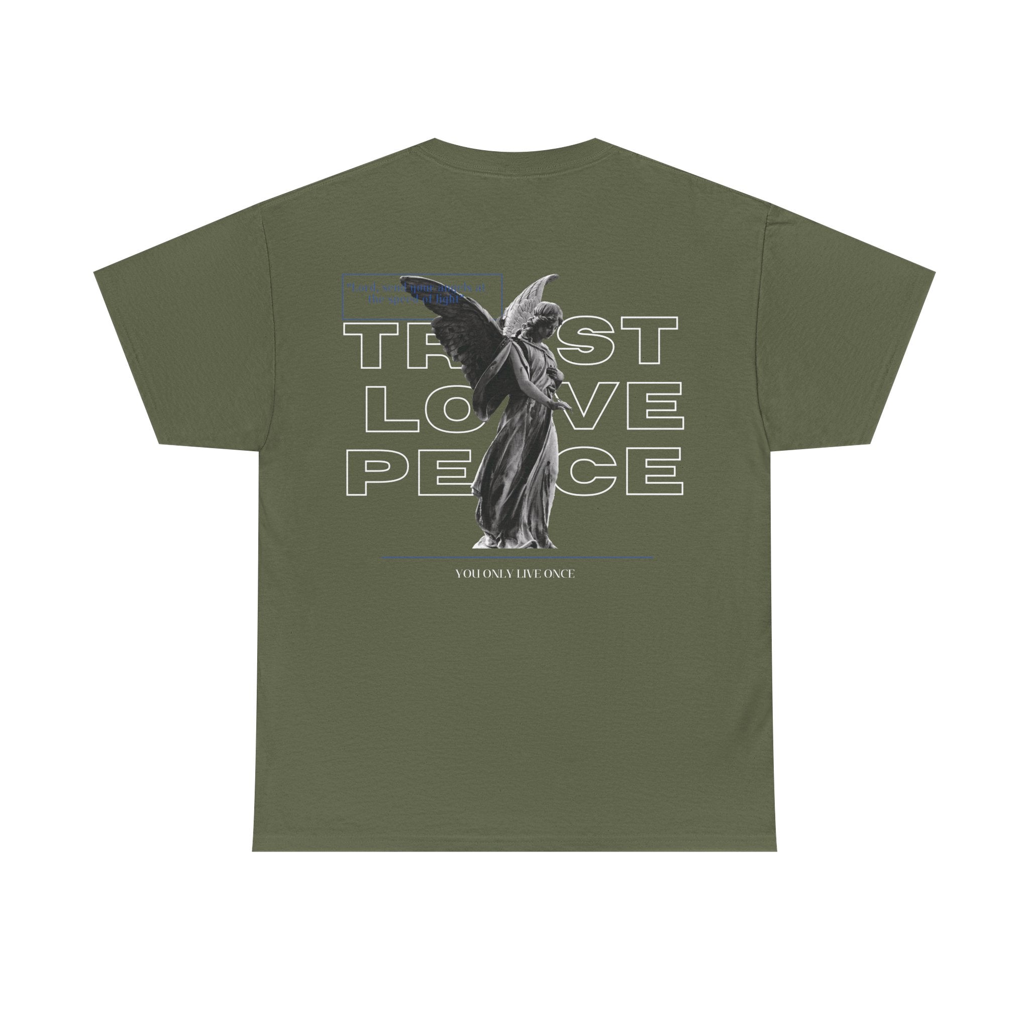 T-Shirt — 'Trust Love Peace' Angel Graphic Tee