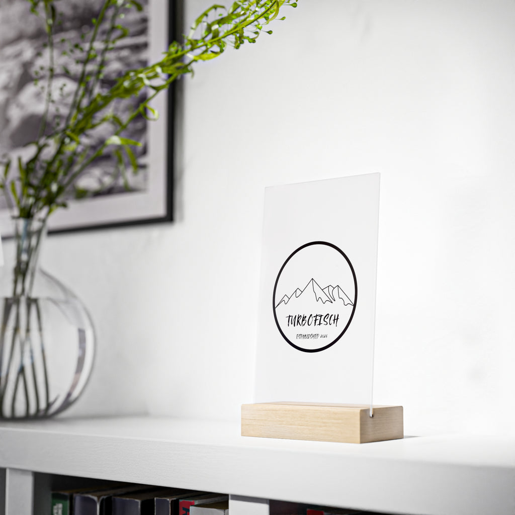 Acrylic Sign with Wooden Stand
