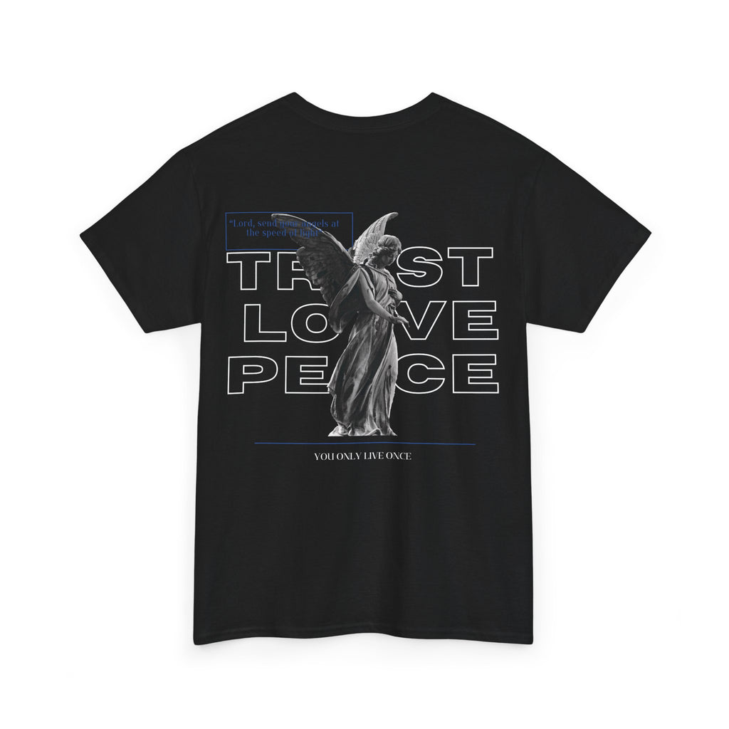 T-Shirt — 'Trust Love Peace' Angel Graphic Tee