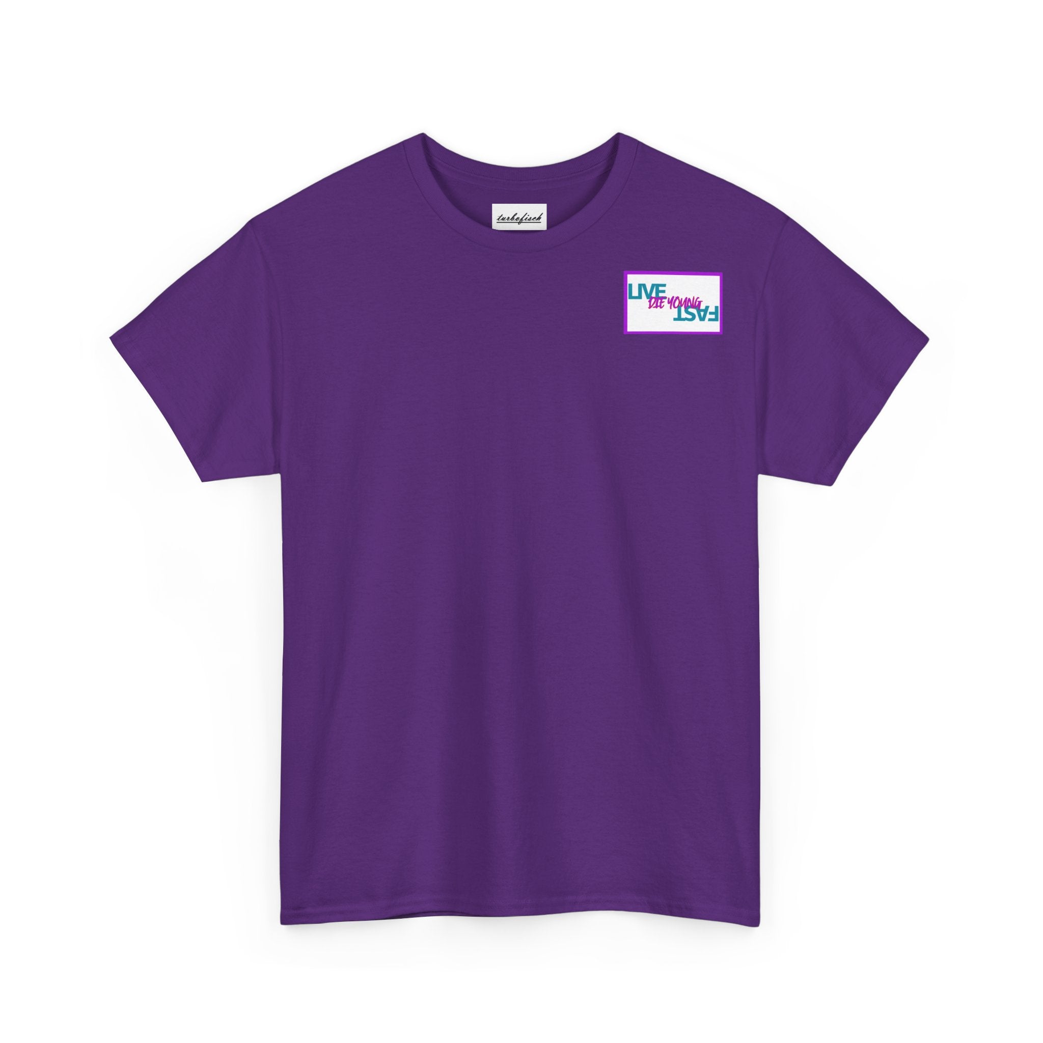 T-Shirt — Retro Wheel Photo "Live Fast, Die Young" Graphic Tee