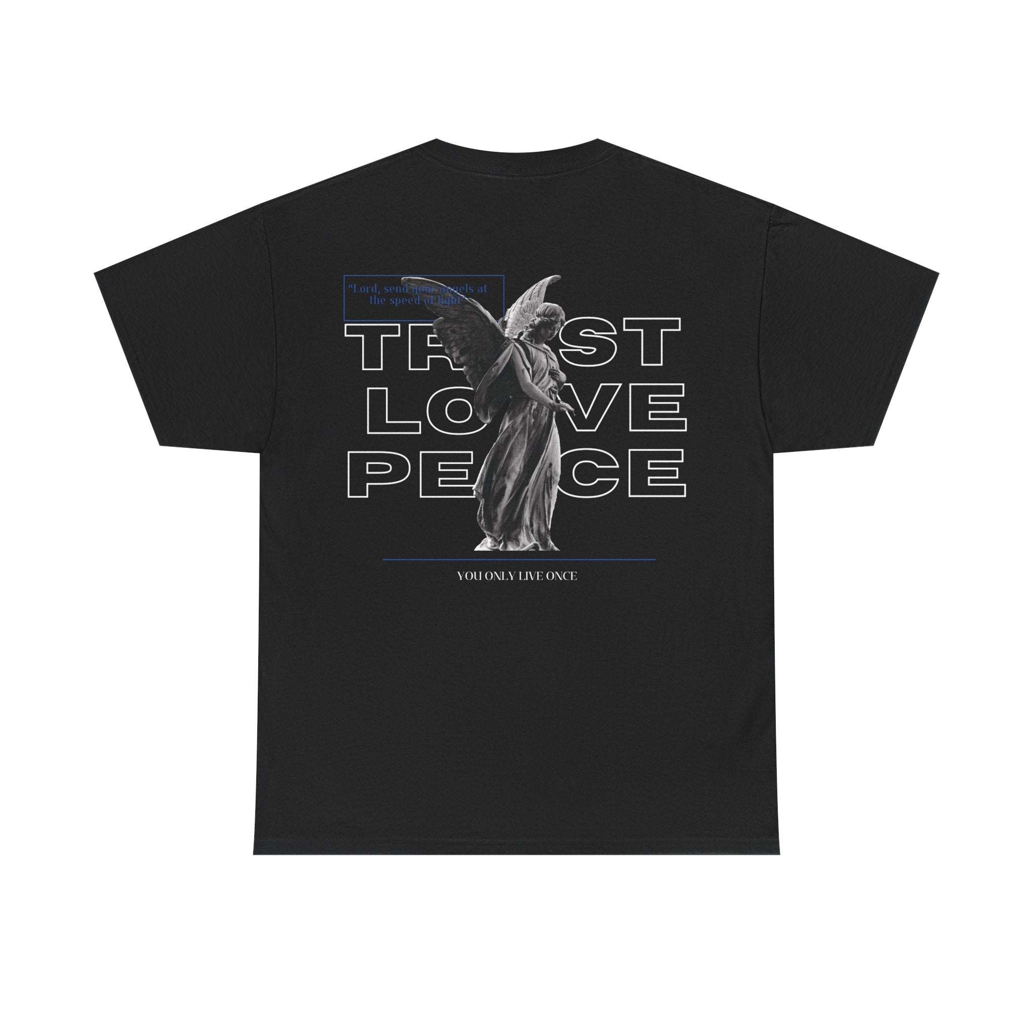 T-Shirt — 'Trust Love Peace' Angel Graphic Tee