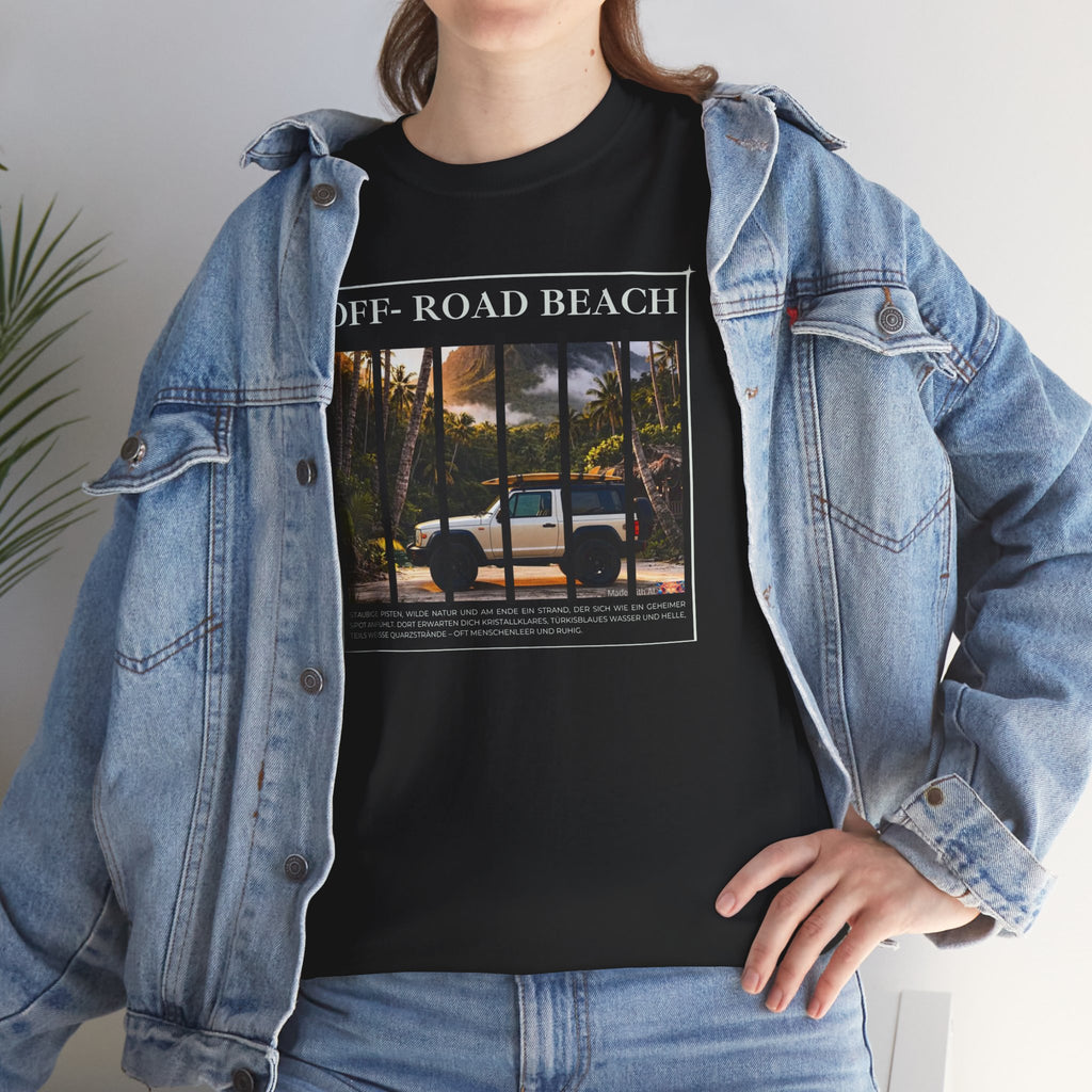 Off- Road Beach Tee — Vintage- Pickup- Sunset- Beach- T-Shirt