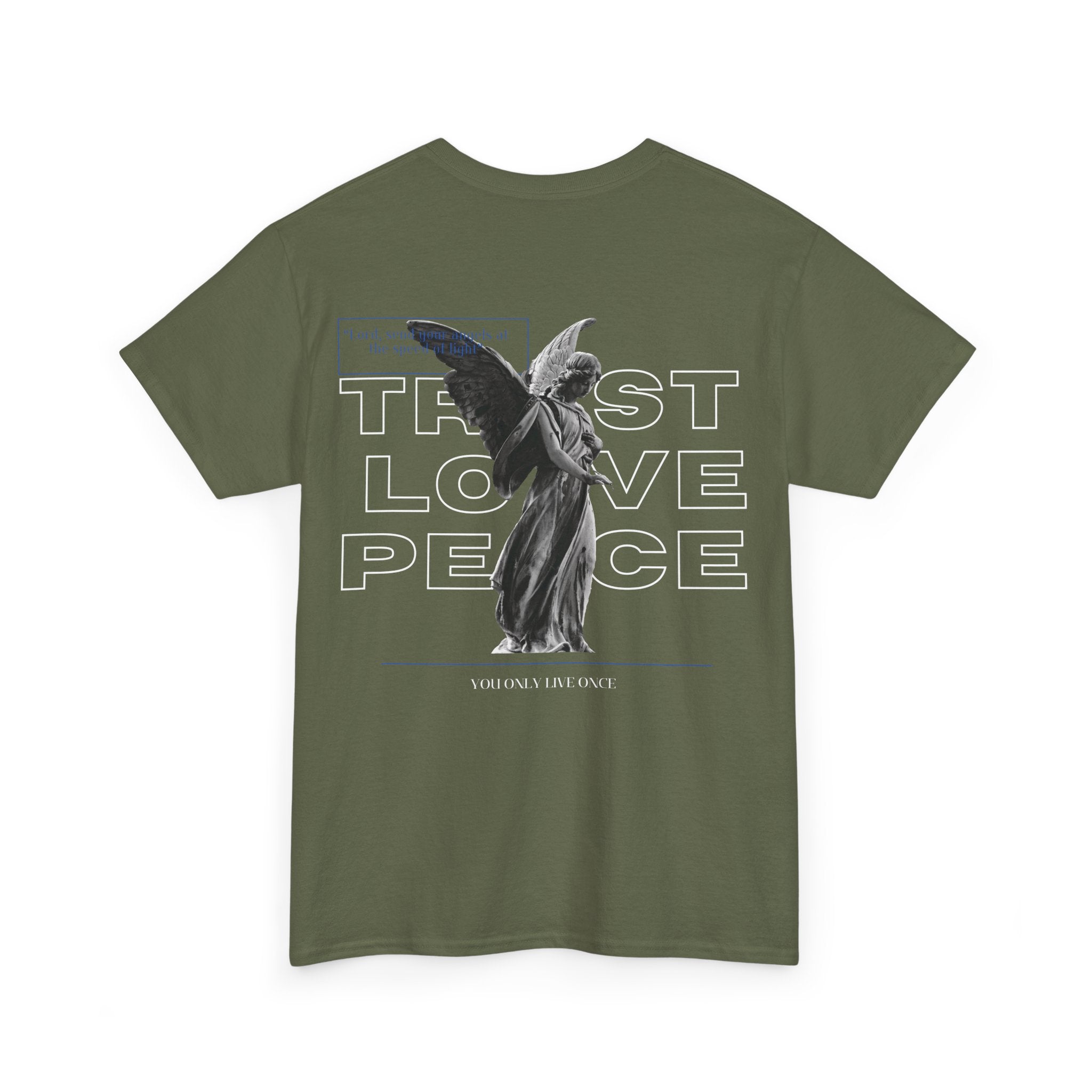 T-Shirt — 'Trust Love Peace' Angel Graphic Tee