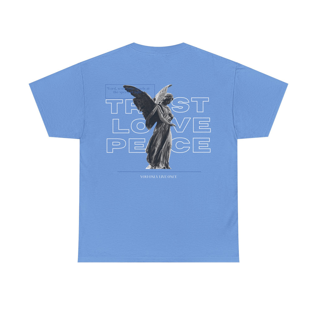 T-Shirt — 'Trust Love Peace' Angel Graphic Tee