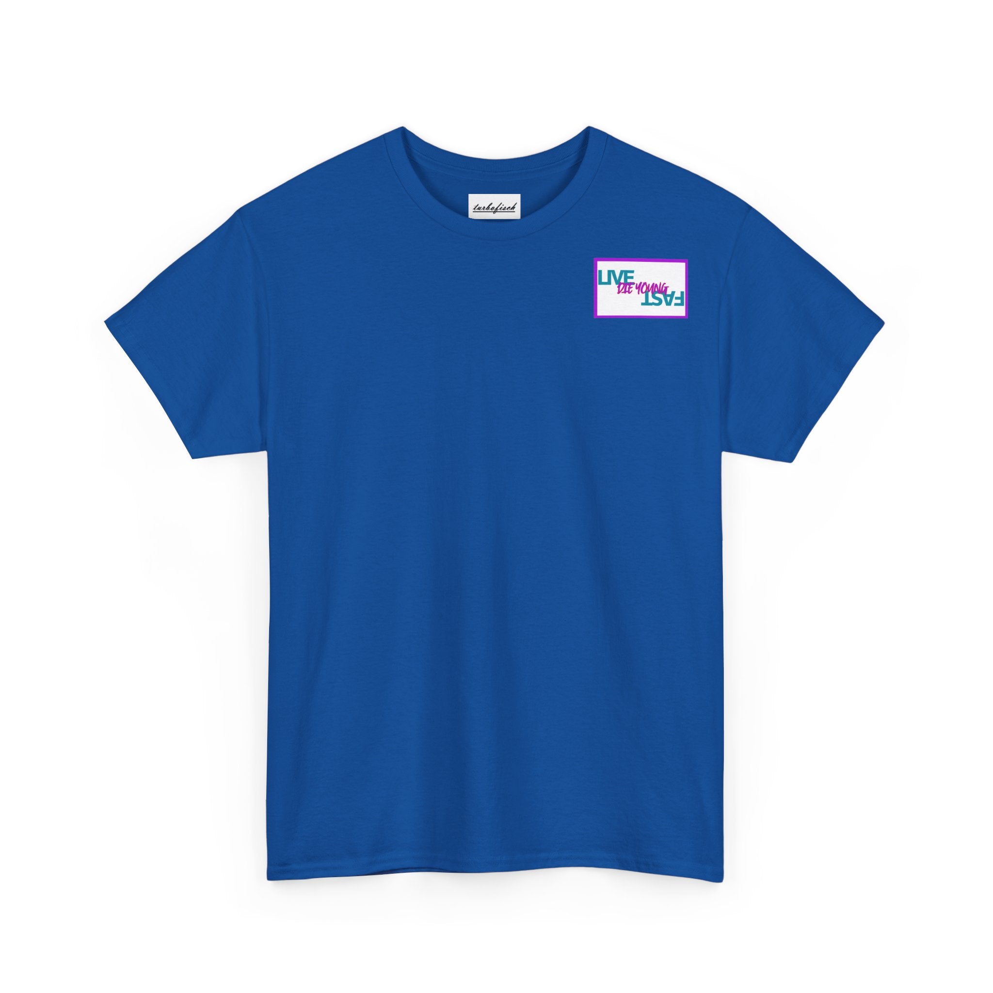 T-Shirt — Retro Wheel Photo "Live Fast, Die Young" Graphic Tee