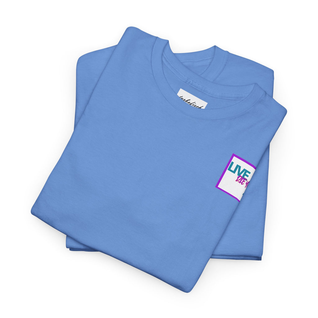 T-Shirt — Retro Wheel Photo "Live Fast, Die Young" Graphic Tee