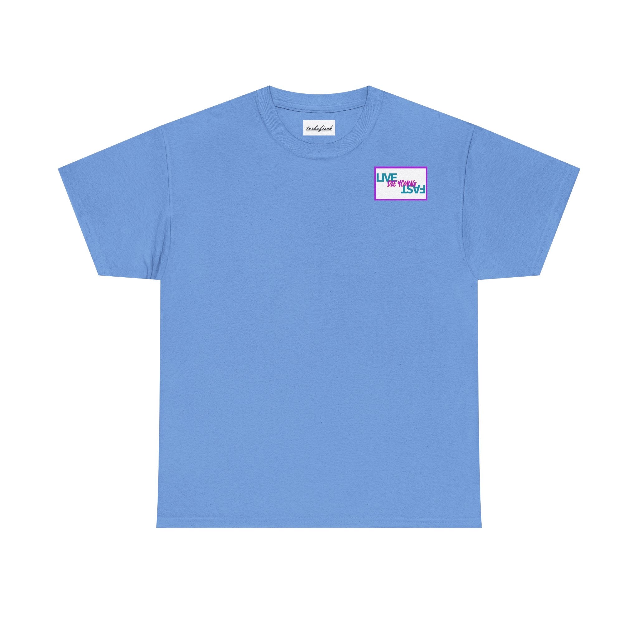 T-Shirt — Retro Wheel Photo "Live Fast, Die Young" Graphic Tee